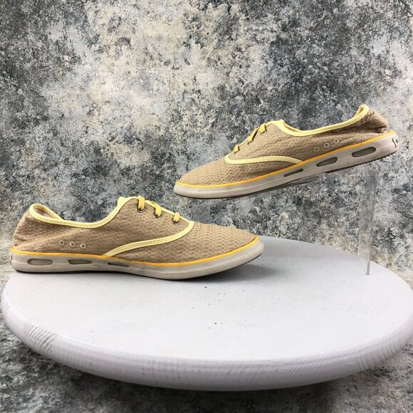 Columbia Women's Size 12 Vulc N Vent Lace Canvas II Brown Yellow Sneakers Shoes - Picture 7 of 11